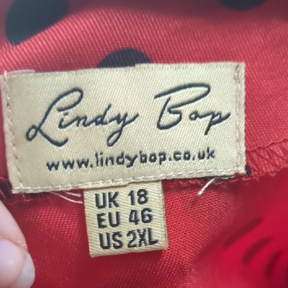 Lindy Bop Red and Black Polka Dot Midi Dress - Picture 2 of 11